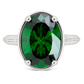 Sterling Silver Oval Cut Emerald CZ Cocktail Ring