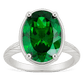 Sterling Silver Oval Cut Emerald CZ Cocktail Ring