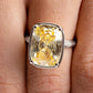 Sterling Silver Elongated Cushion Light Yellow CZ Cocktail Ring