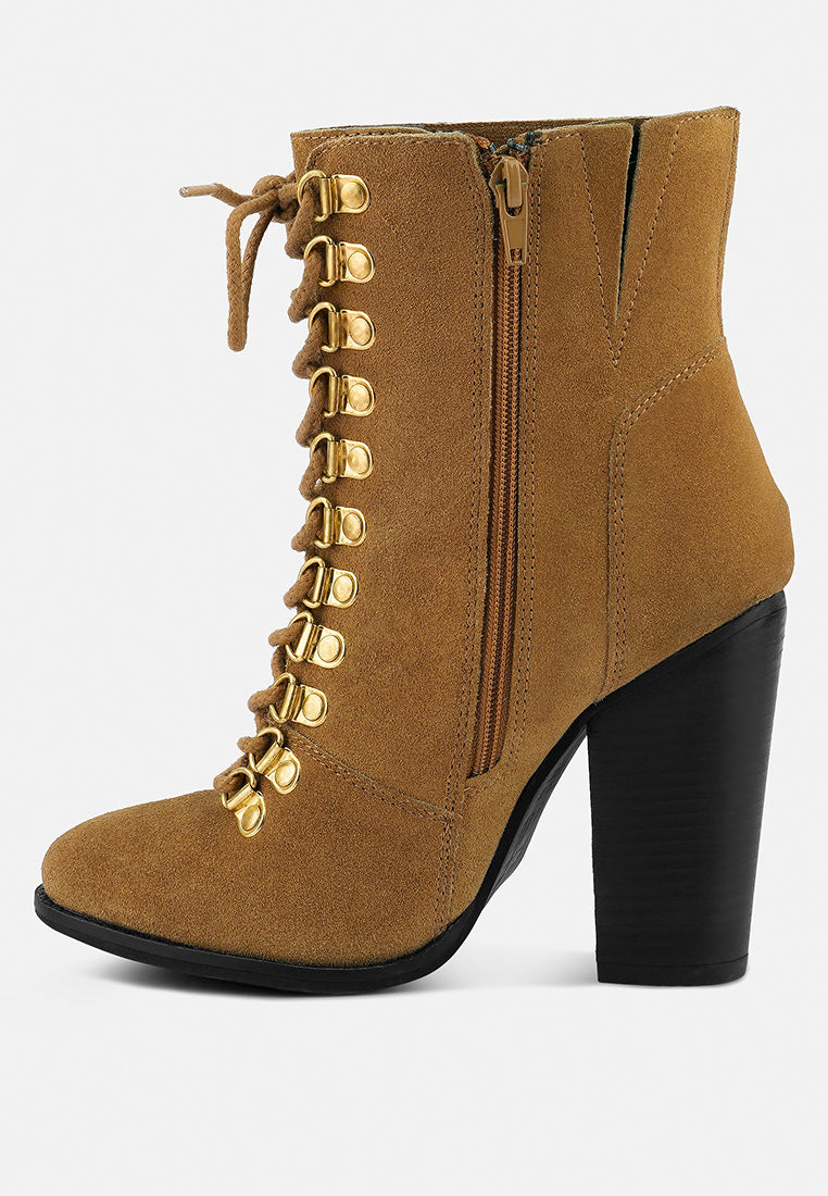 Goose-Feather Antique High Heeled Ankle Boot