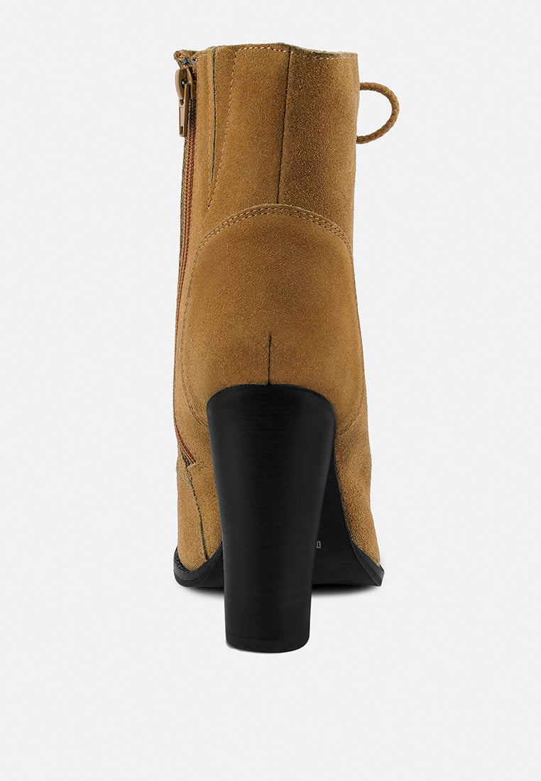 Goose-Feather Antique High Heeled Ankle Boot