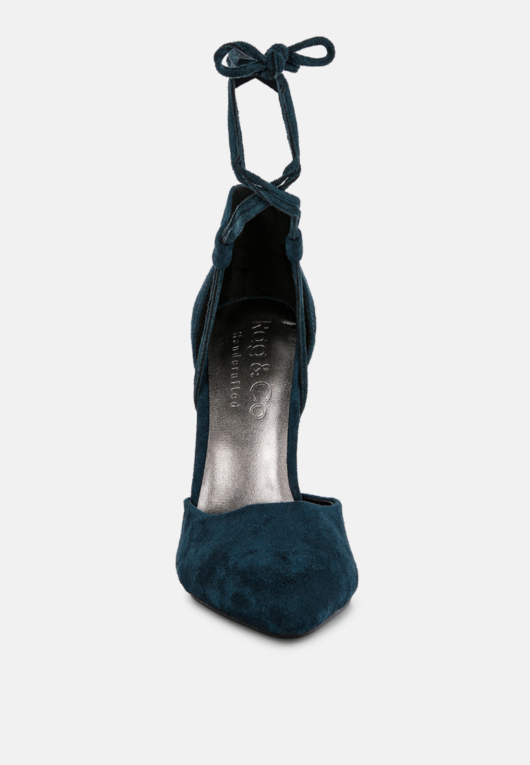 Rule Breaker Lace Up Stiletto Heel Suede Sandals