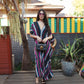 Raspberry Stripe Caftan Kaftan Dress