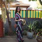Raspberry Stripe Caftan Kaftan Dress
