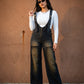 Urban Noir Denim Overalls Black Jumpsuit