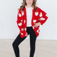 Red/Coconut Heart Cozy Cardigan