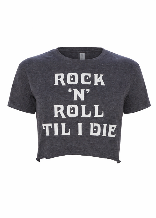 Rock'n'Roll Til I Die Cropped Tee - Vintage Rebel Graphic Shirt