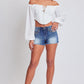 Women's Heavy Stitch Embroidered Frayed Shorts