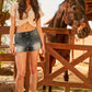 Women's Heavy Stitch Embroidered Frayed Shorts