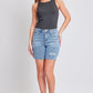 Women's Luxe High Rise Long Short Denim-Distressed