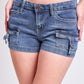 Women's Denim Cargo Shorts with D-Ring Detail