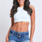 Fray Hem Belted Shorts