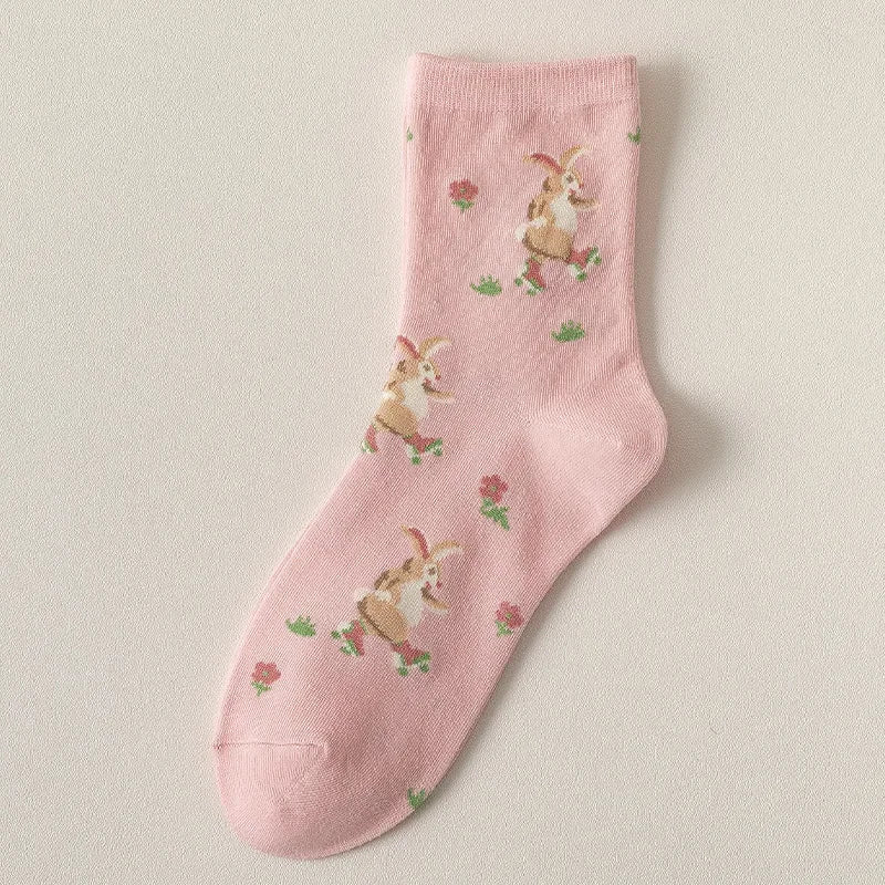 Pretty Pink & White Floral Socks
