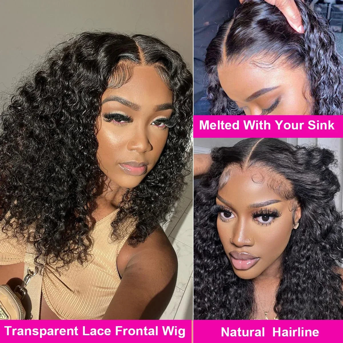 13x4 Lace Closure Wig 100% Human Hair Wig Deep Curly Wig Jerry Curly Short Bob Wig With Baby Hair Deep Wave Double Draw Wig