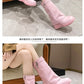 Pink Wedge Boots