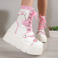 Kawaii White & Pink Platform Boots
