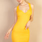 Casual Ribbed Split Neck Bodycon Dress (CAPELLA)