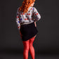 Monica: You'll be Feeling Hot Hot Hot! Red Sheer with Black Seam, Cuban Heel Thigh Highs