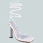 Scansta Lace Up Rhinestone Embellished Heel Sandals