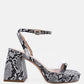 Such Flirt Snake Print Triangular Block Heel Sandals