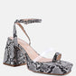 Such Flirt Snake Print Triangular Block Heel Sandals