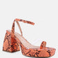 Such Flirt Snake Print Triangular Block Heel Sandals