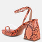 Such Flirt Snake Print Triangular Block Heel Sandals