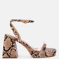 Such Flirt Snake Print Triangular Block Heel Sandals