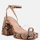 Such Flirt Snake Print Triangular Block Heel Sandals