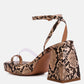 Such Flirt Snake Print Triangular Block Heel Sandals