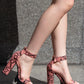 Rattle Snake Print Chunky High Block Heel Sandals