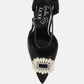 Maeissa Pearls Brooch Detail Platform Block Heel Sandals