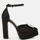 Maeissa Pearls Brooch Detail Platform Block Heel Sandals