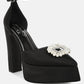 Maeissa Pearls Brooch Detail Platform Block Heel Sandals