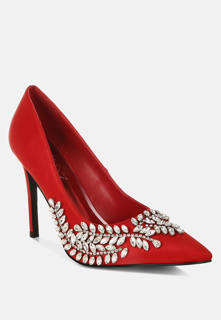 Ashlyn Rhinestones Embellished Satin Stiletto Pumps