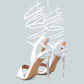 Sheeny Clear Stiletto Lace Up Heels