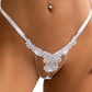 Crochet Rhinestone Crotchless Panty