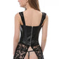 Faux Leather and Embroidered Lace Bustier Set