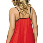 Red and Black Mesh Babydoll