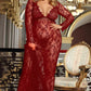 Long Lace V Neck Gown