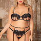 Delicate Floral Embroidered Bra Set