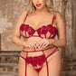 Delicate Floral Embroidered Bra Set