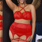 Mesh Cage Bra and garter belt Set