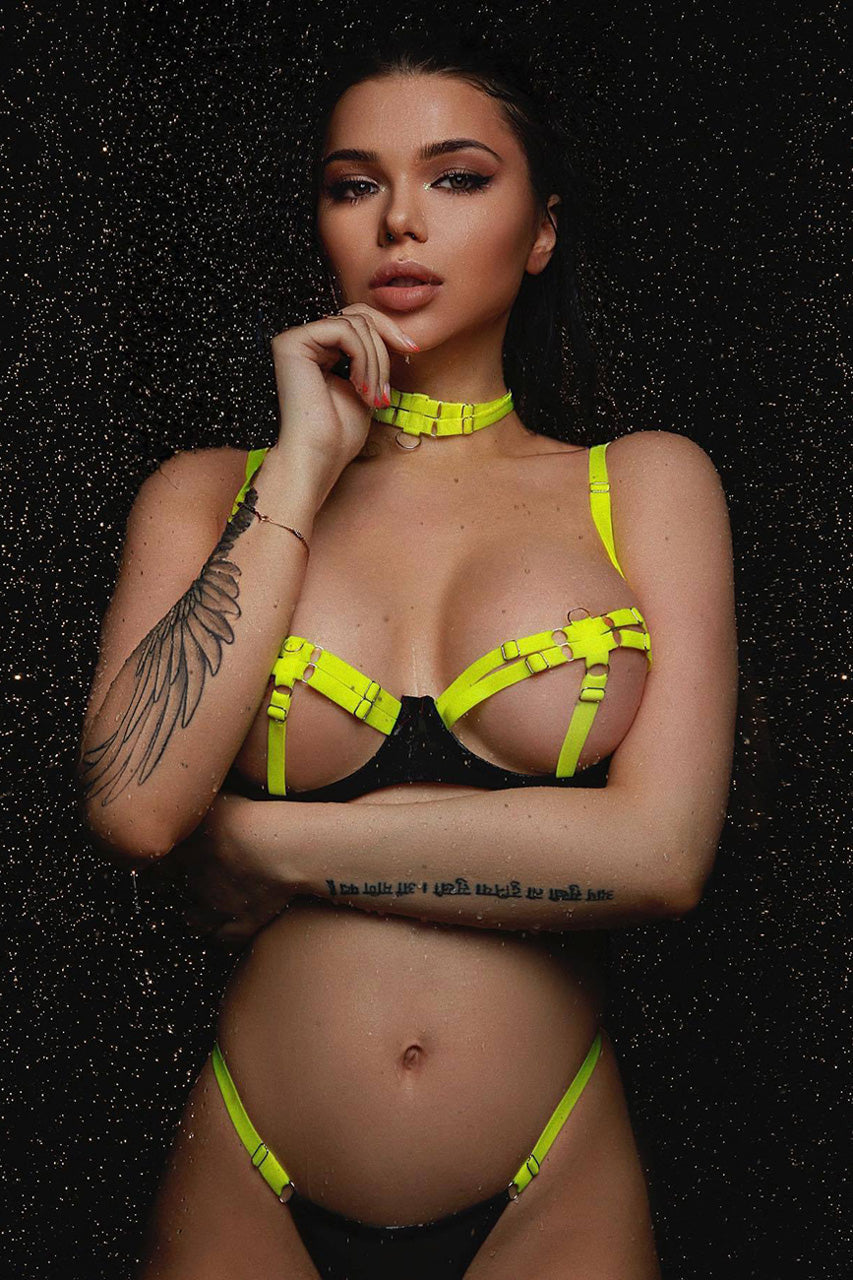 Neon Open Cup Bra Set