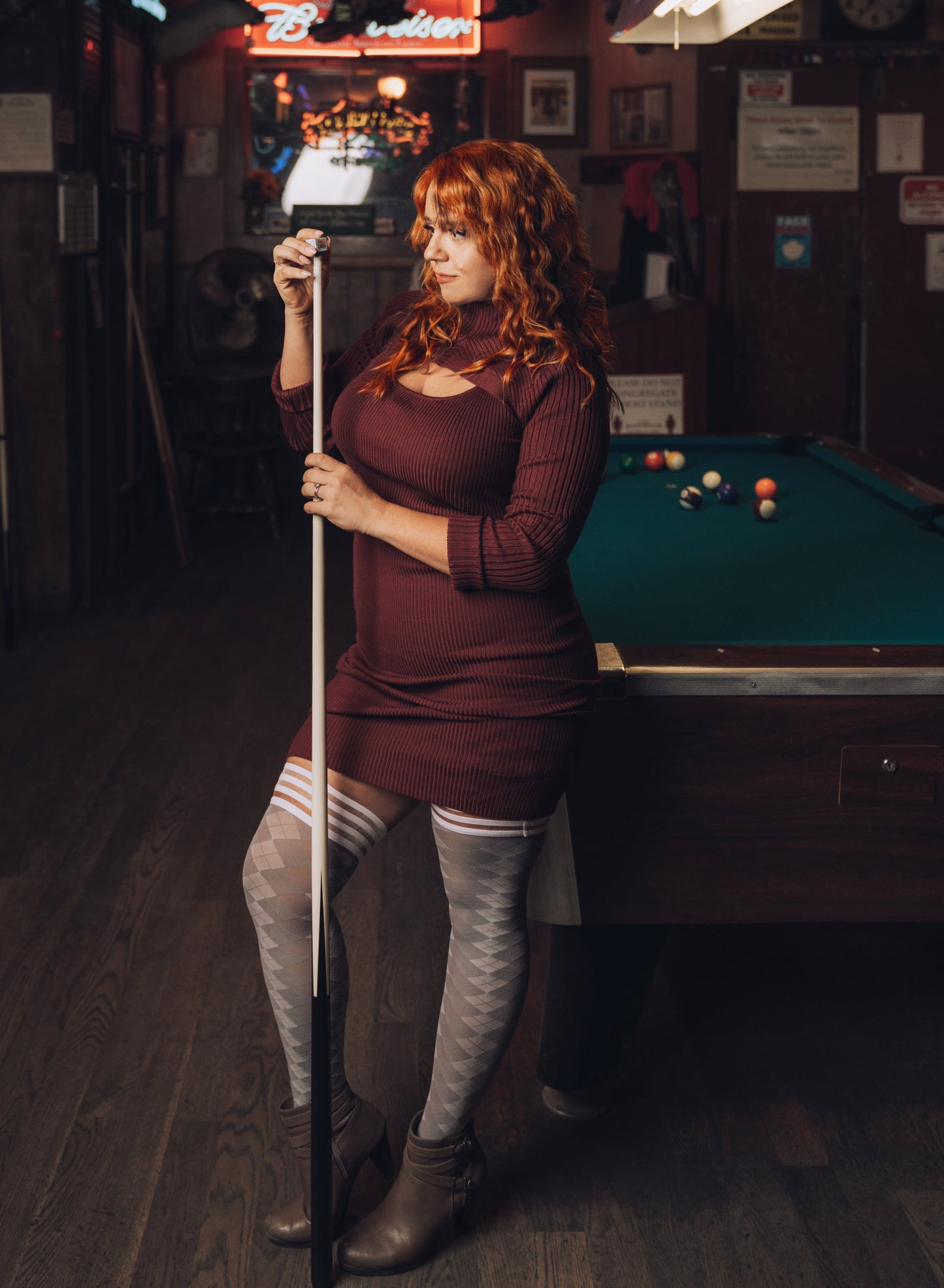 Par 4 - Grey Argyle Thigh Highs
