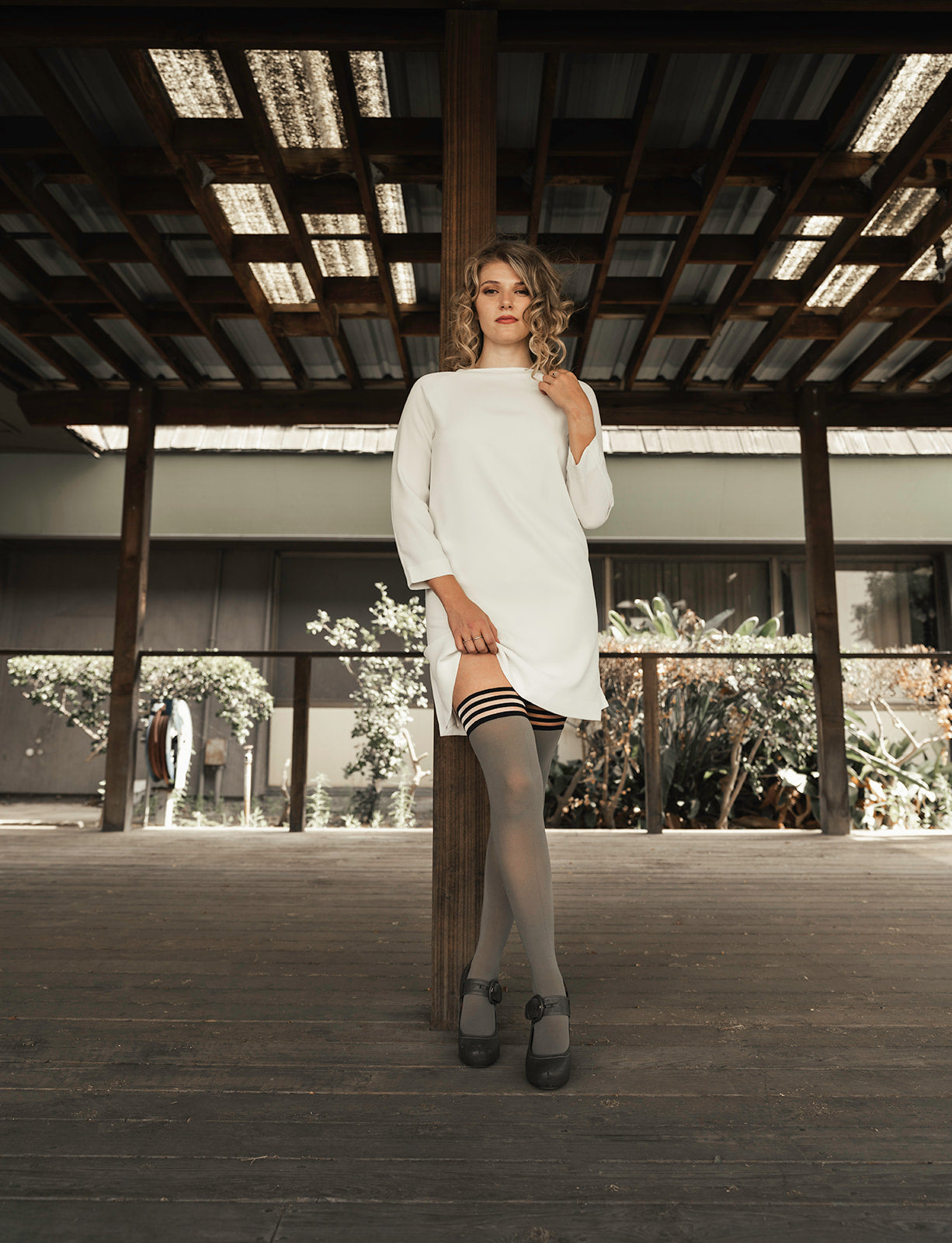 Sierra: Grey Opaque Thigh Highs