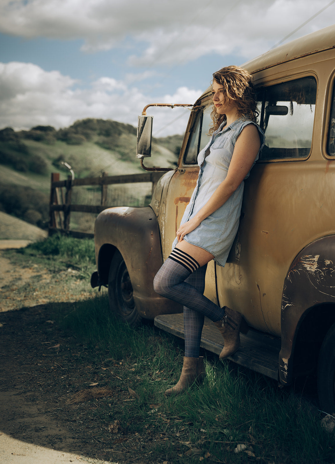 Debbie: Navy Plaid Thigh Highs