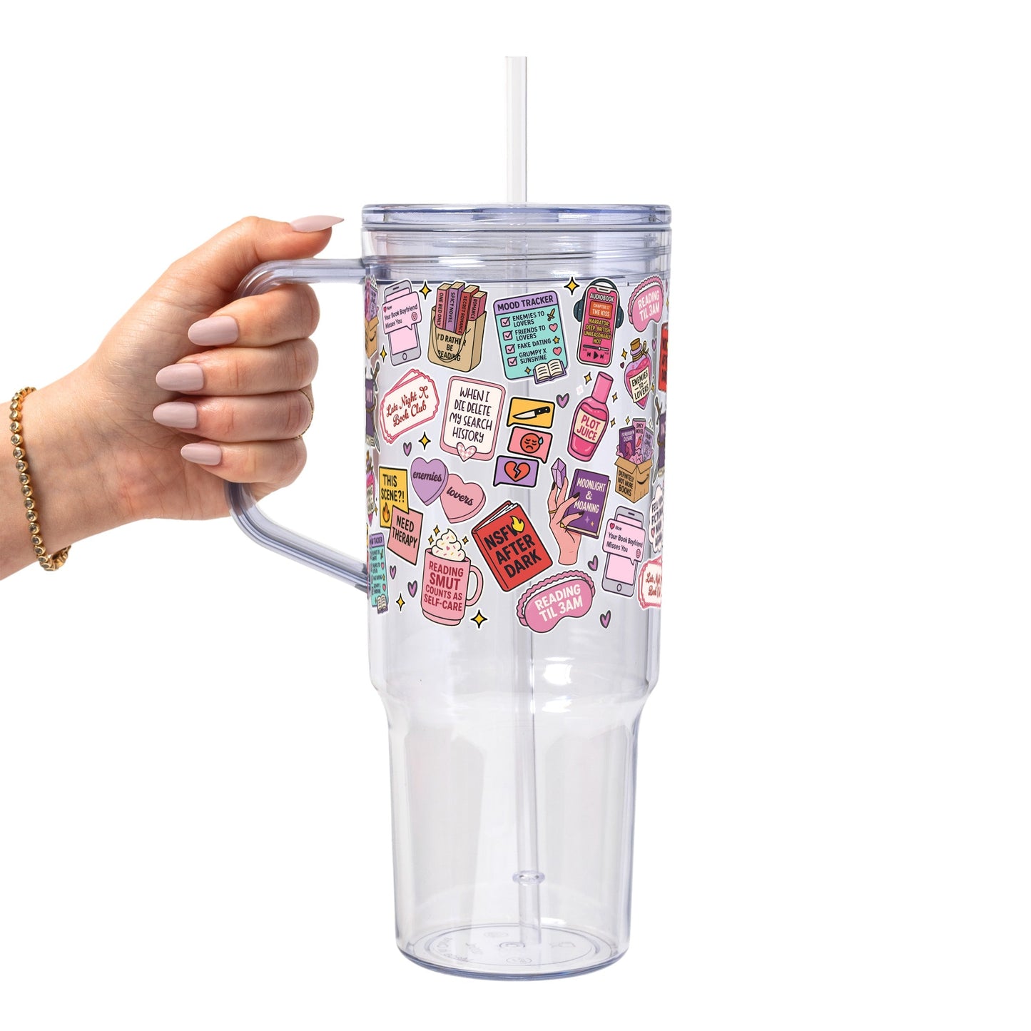 Spicy Book Lover Glass Cup, Mug & Tumbler with Lid and Straw