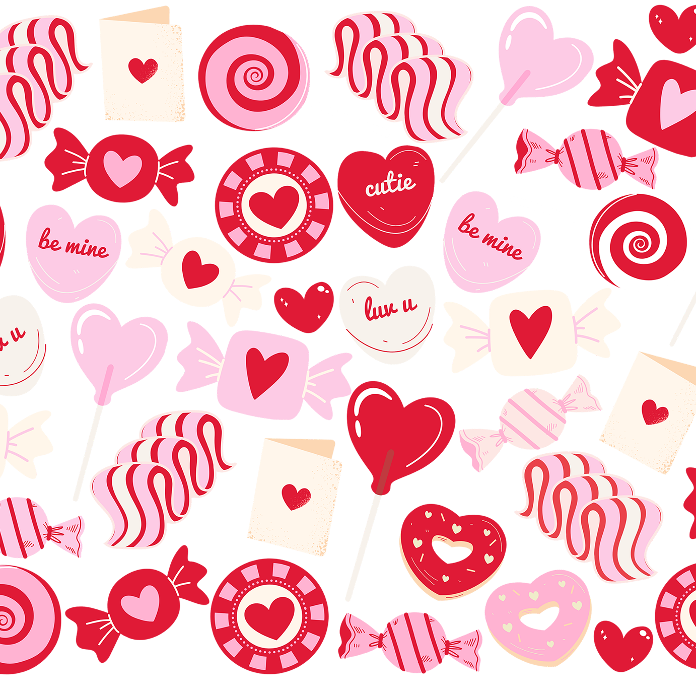 Valentine's Day Sweets Glass Cup, Mug & Tumbler with Lid and Straw