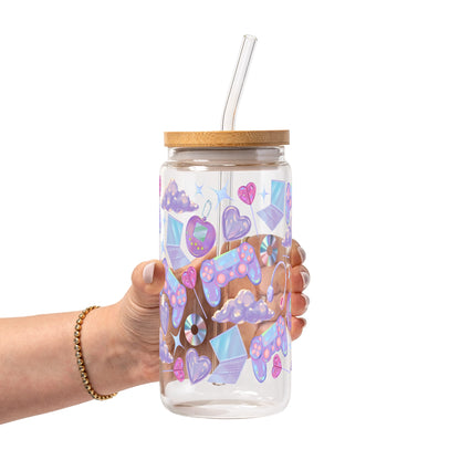 Y2K Gamer Glass Cup, Mug & Tumbler with Lid and Straw